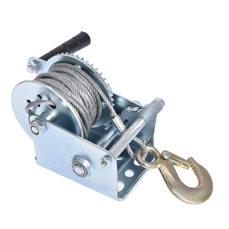 findmall Heavy Duty Hand Winch 600Lbs Hand Crank Strap Gear with 8m Steel Wire Manual Operated Two-Way Ratchet Boat Trailer Marine for Loading Boats Personal Watercraft and Lawn Equipment - Image 1